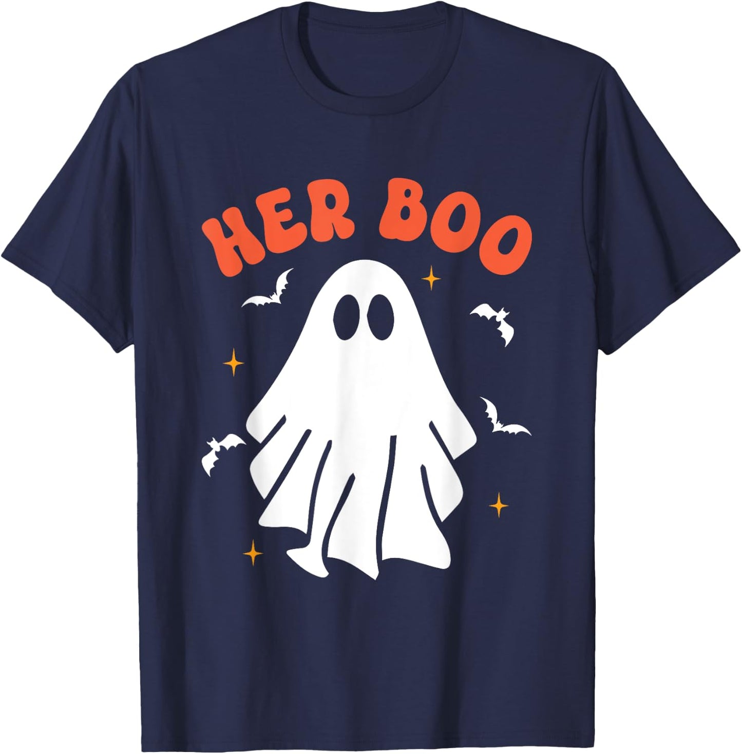 Her Boo & His Boo Funny Matching Halloween Pajama Couples T-Shirt - T-Shirt | Navy