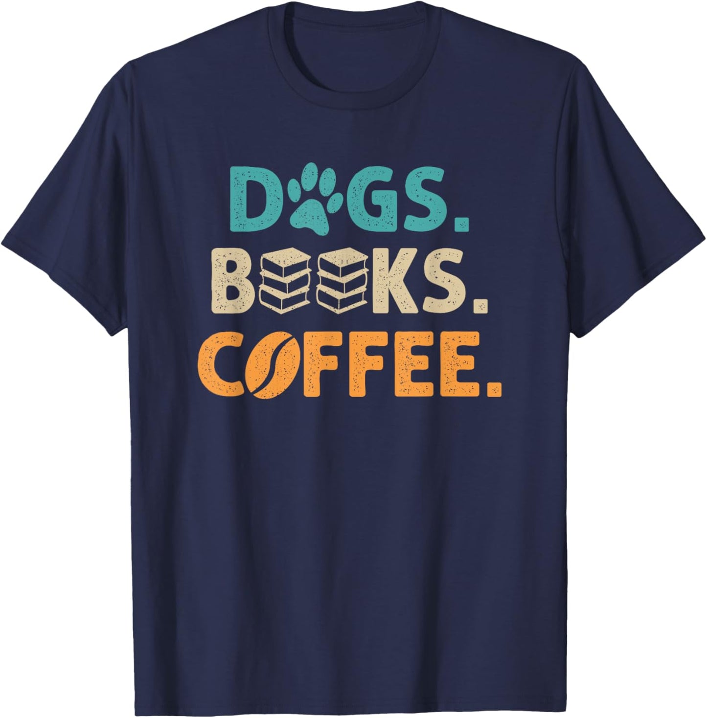 Dogs Books Coffee Funny Reading Book Lover T-Shirt - T-Shirt | Navy