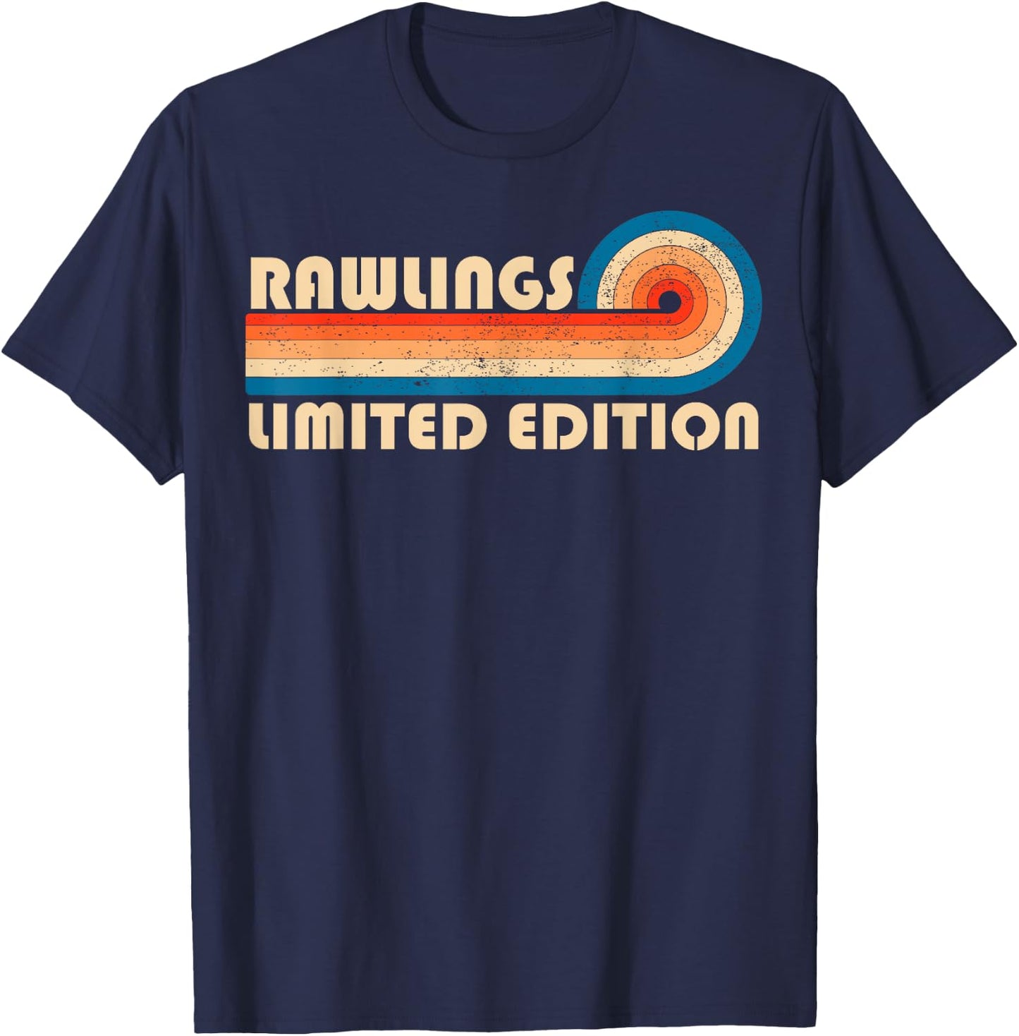 RAWLINGS Customized Last Name Gifts Matching Family Team -Adults Black Small Retro Vintage 80s 90s Birthday Reunion T-Shirt - T-Shirt | Navy