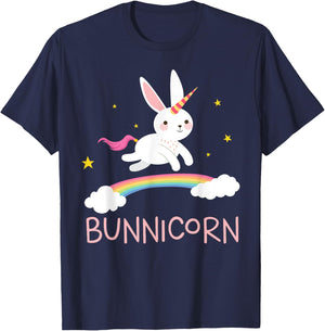Unicorn Shirt Bunnicorn Bunny Rabbit Cute Men Women Kids T-Shirt - T-Shirt | Navy