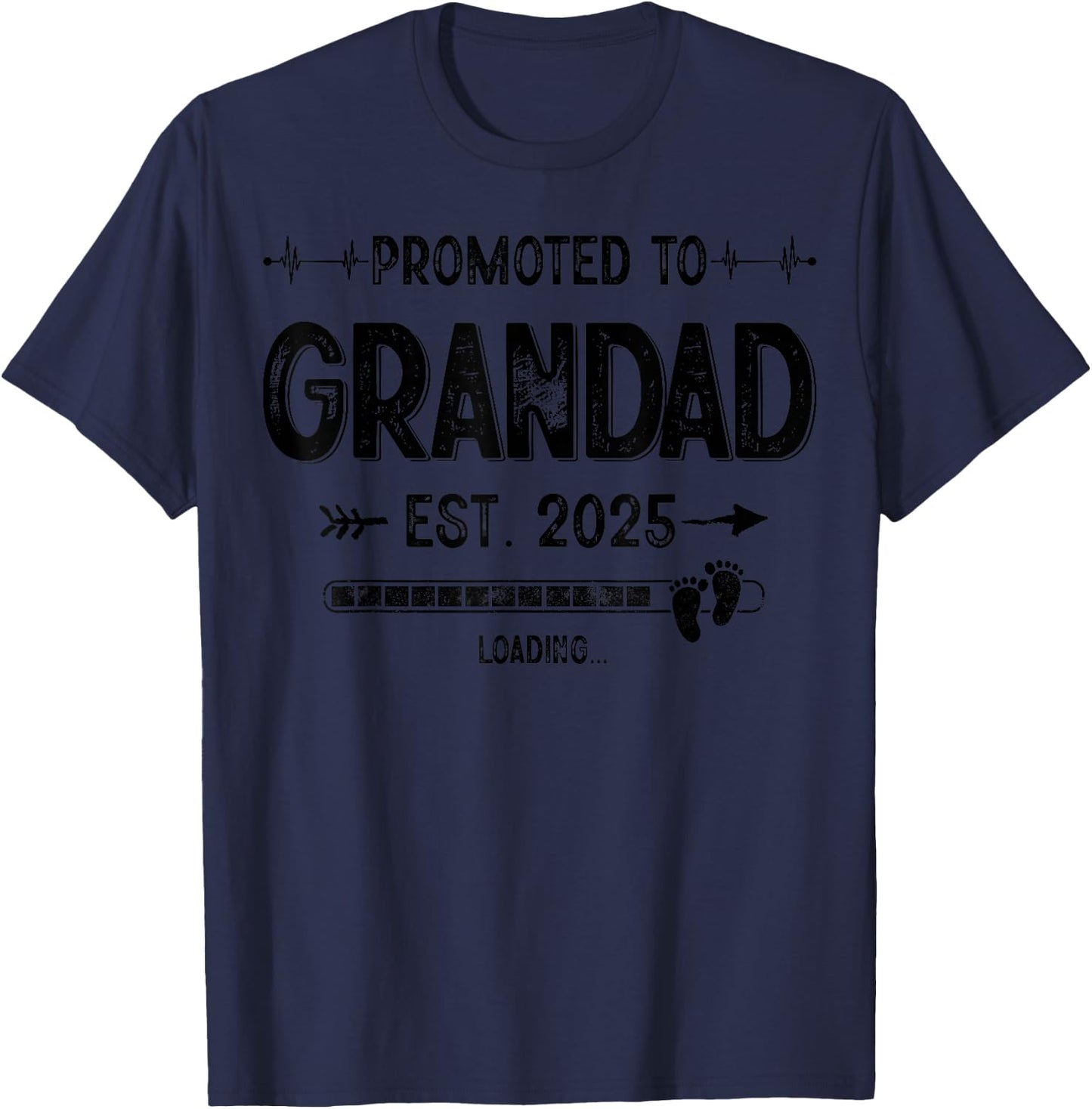 Vintage Soon to be Grandad Est 2025 Promoted to new Dad Papa T-Shirt - T-Shirt | Navy