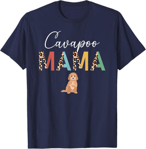 Cavapoo Mama Leopard Cavapoo Owner Cavapoo Lover T-Shirt - T-Shirt | Navy