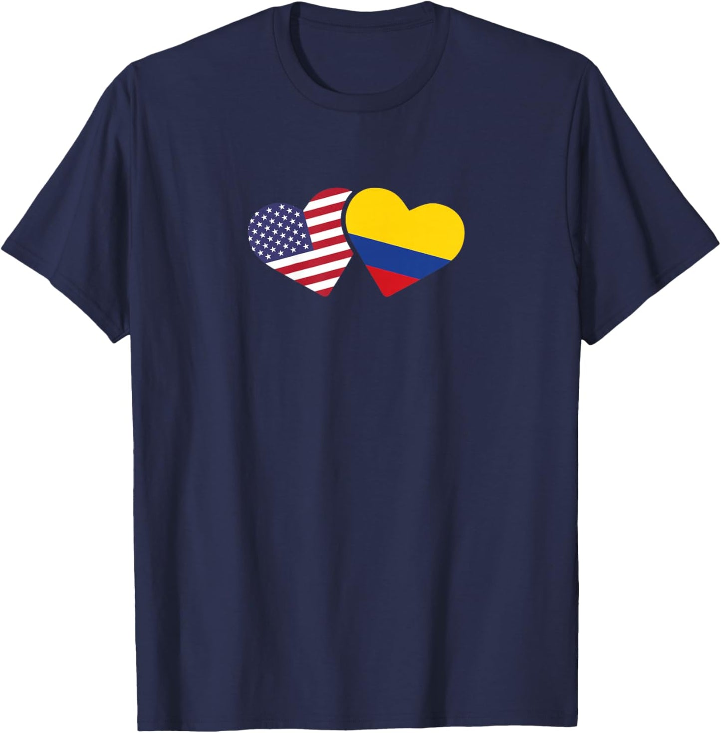 USA Colombia Flag Heart T Shirt Colombian American Love Gift T-Shirt - T-Shirt | Navy