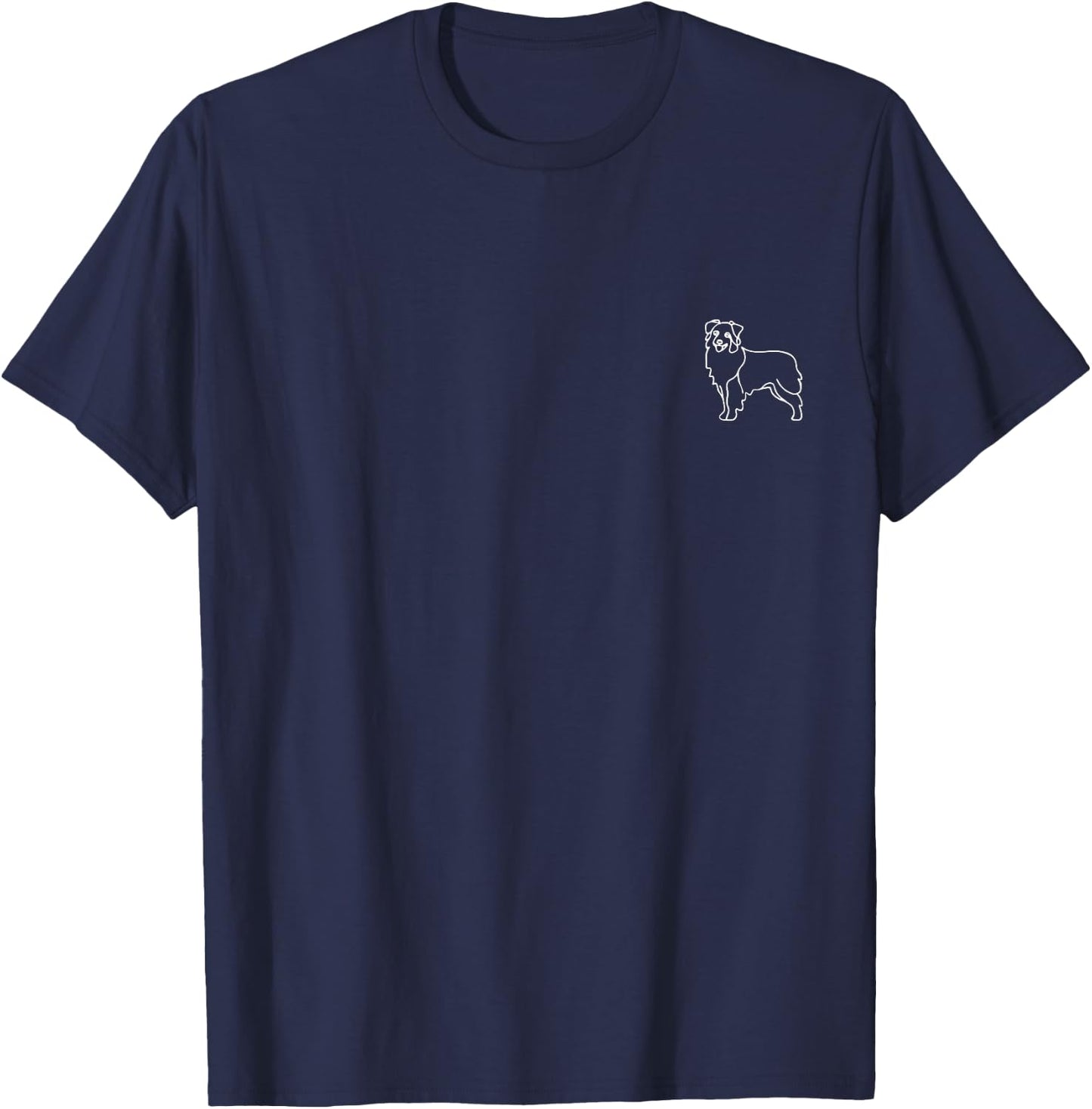 Australian Shepherd Gifts & Apparel -Adults, Kids Black Short Sleeve Classic Minimalism Dog T-Shirt - T-Shirt | Navy