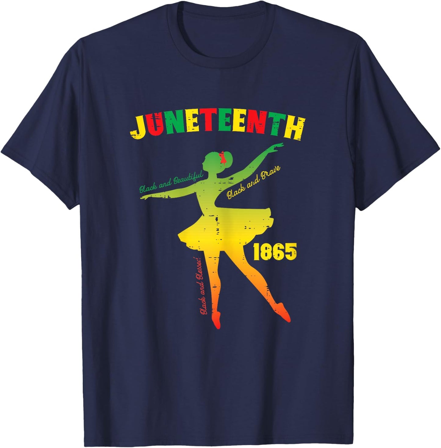 Juneteenth Ballerina Black Beautiful Ballet Girls Kids Women T-Shirt - T-Shirt | Navy