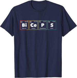 Bodybuilding Weightlifting Biceps Periodic Table Elements T-Shirt - T-Shirt | Navy