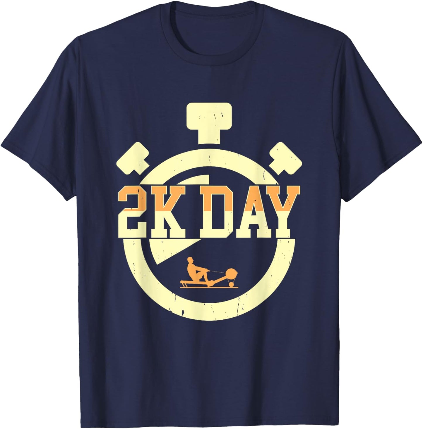 2K Day Rowing Machine Erg Workout Fitness Exercise Ergometer T-Shirt - T-Shirt | Navy