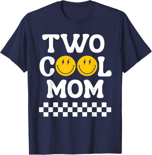 Two Cool Mom 2nd Birthday 2 Year Old Boy Second Bday T-Shirt - T-Shirt | Navy