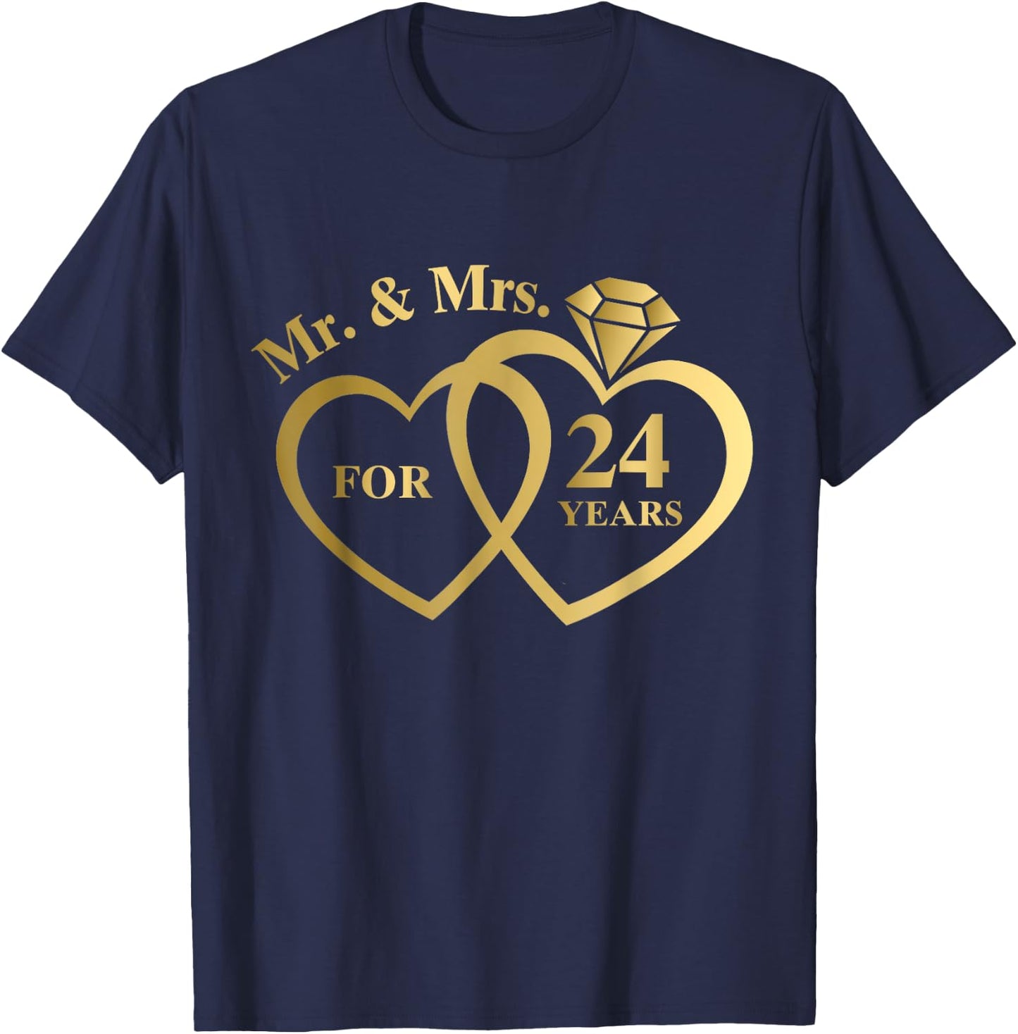Mr And Mrs For 24 Years 24th Wedding Anniversary Couple T-Shirt - T-Shirt | Navy