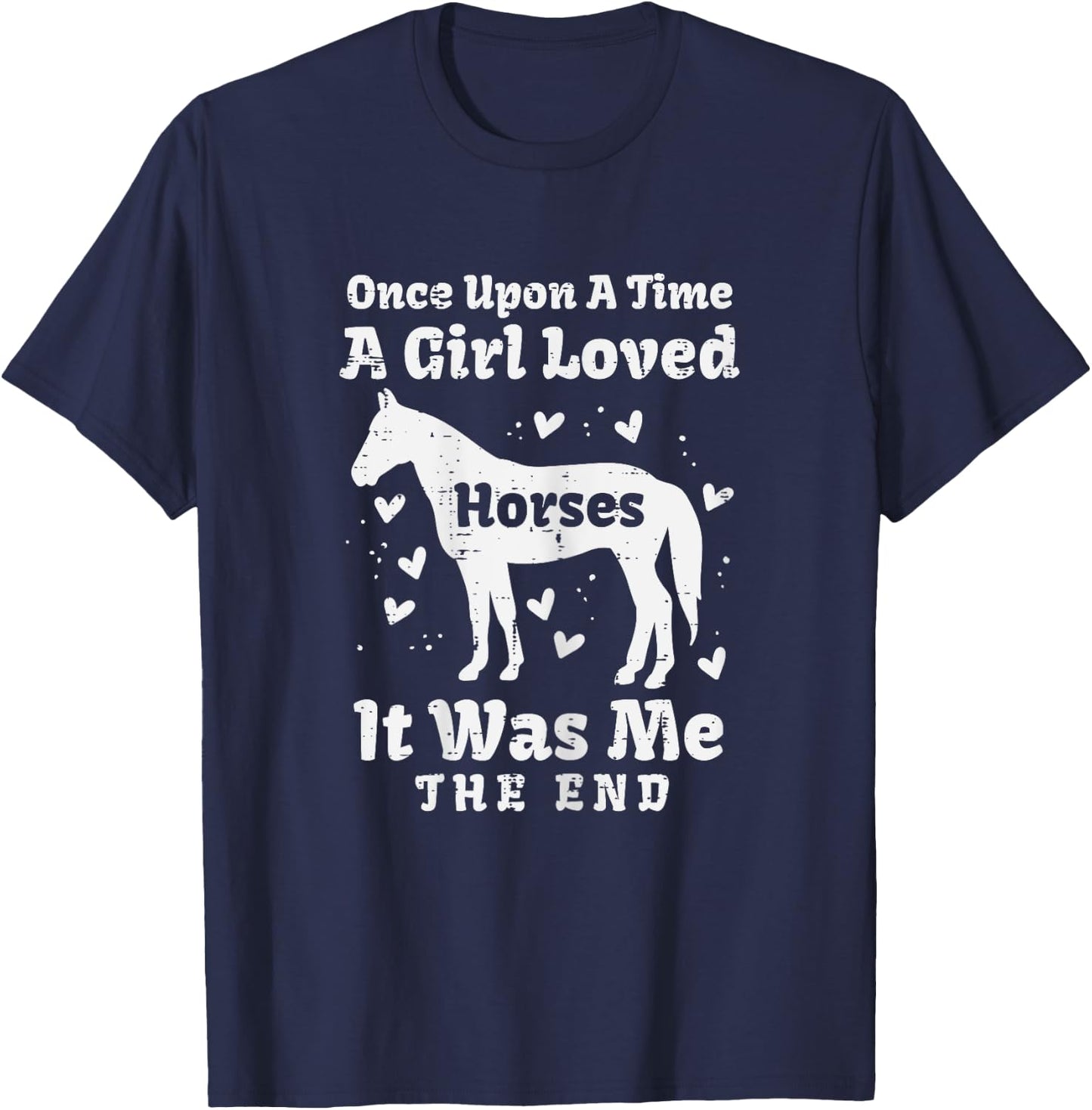 A Girl Loved Horses Horseback Riding Equestrian Girls Women T-Shirt - T-Shirt | Navy
