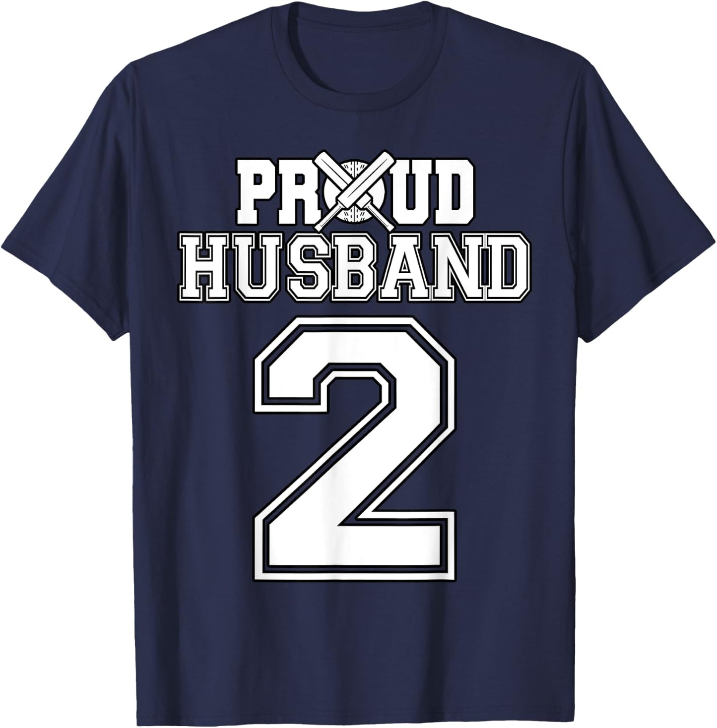 Proud Cricket Husband Number 2 T-Shirt - T-Shirt | Navy