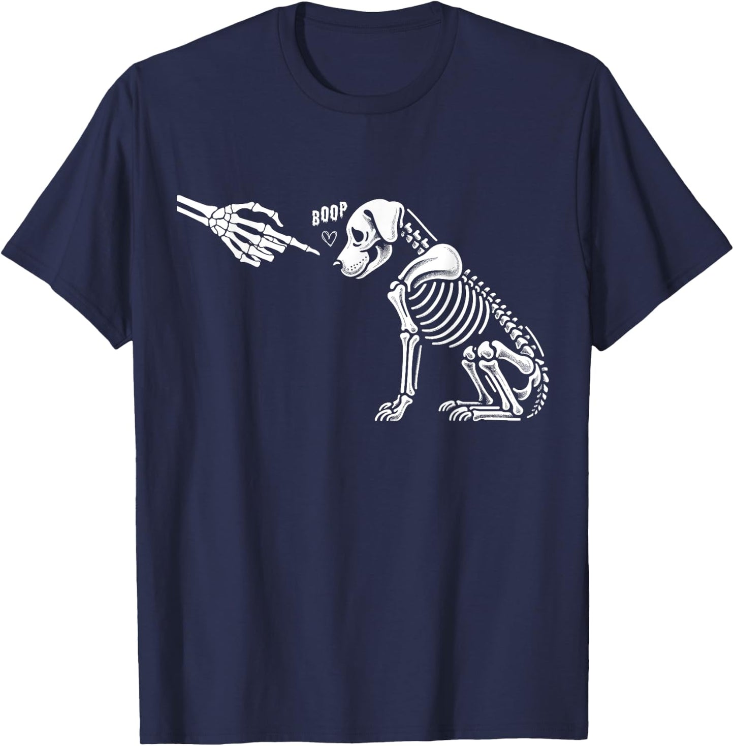 Halloween Spooky Boop Skeleton Hand Touches Dog Nose Men Women T-Shirt - T-Shirt | Navy