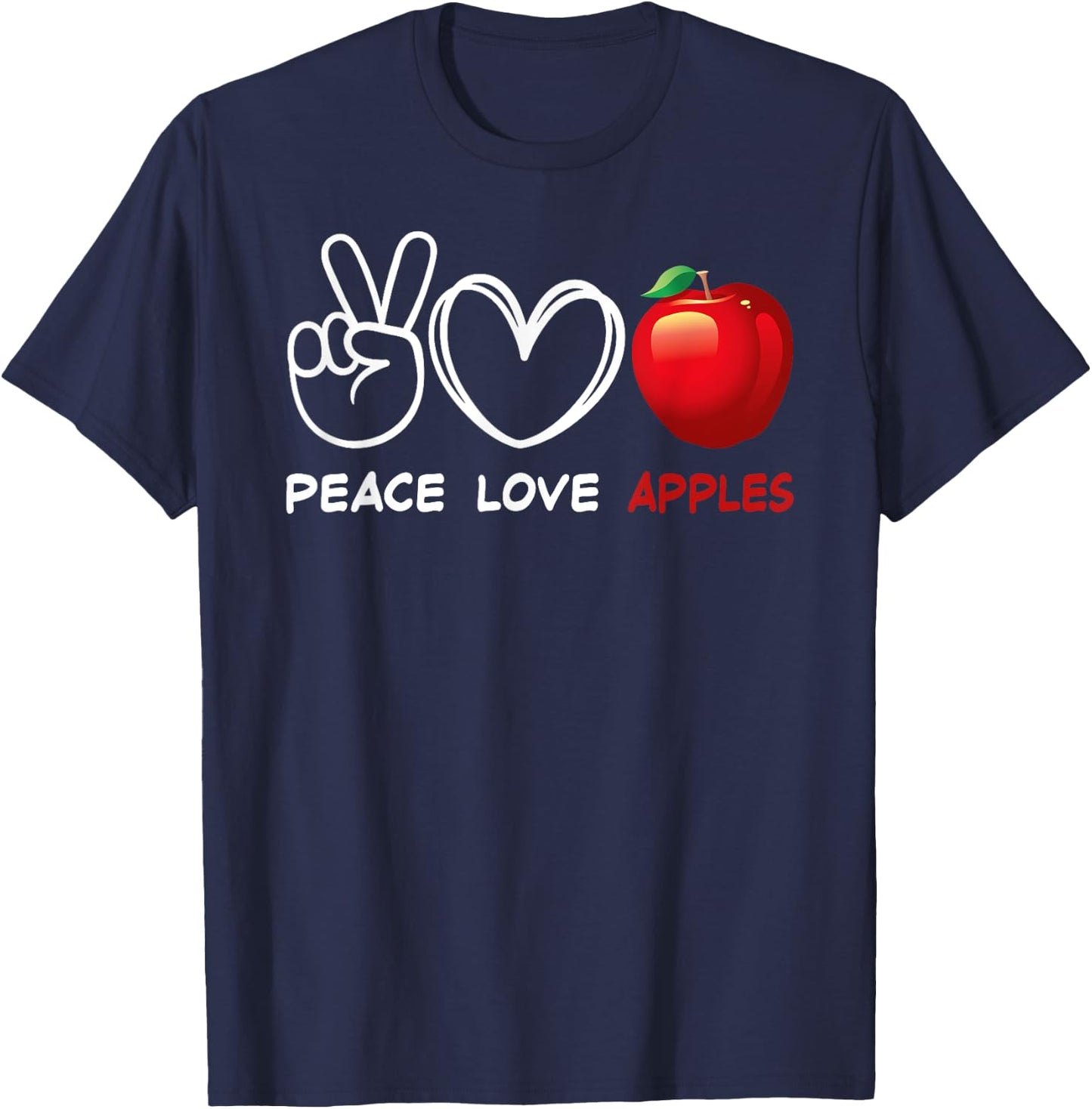 Peace, Love Apples Retro Apple Lover Fruit Lover T-Shirt - T-Shirt | Navy