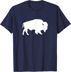 White Buffalo Silhouette Shadow Wild Animal T-Shirt - T-Shirt | Navy