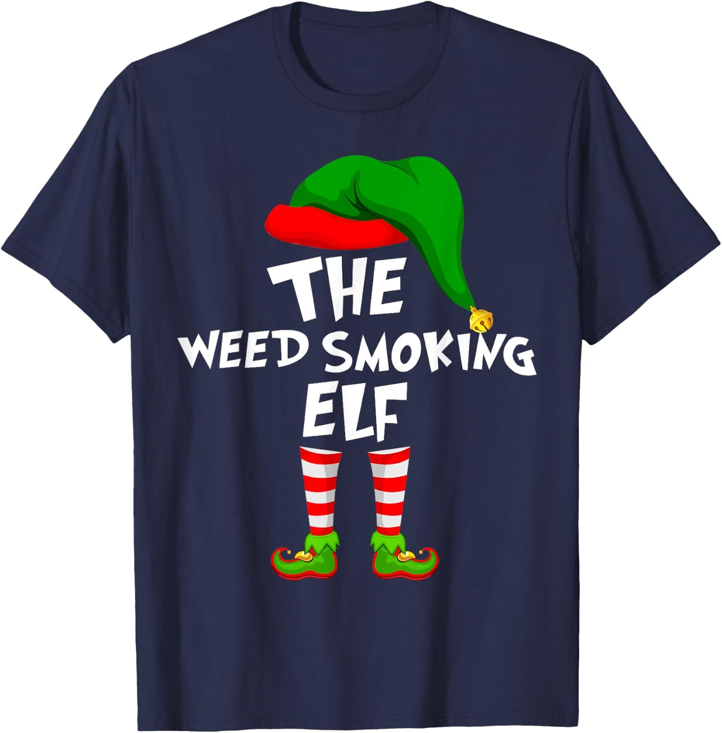 Funny Matching Family Christmas Weed Smoking Elf T-Shirt - T-Shirt | Navy