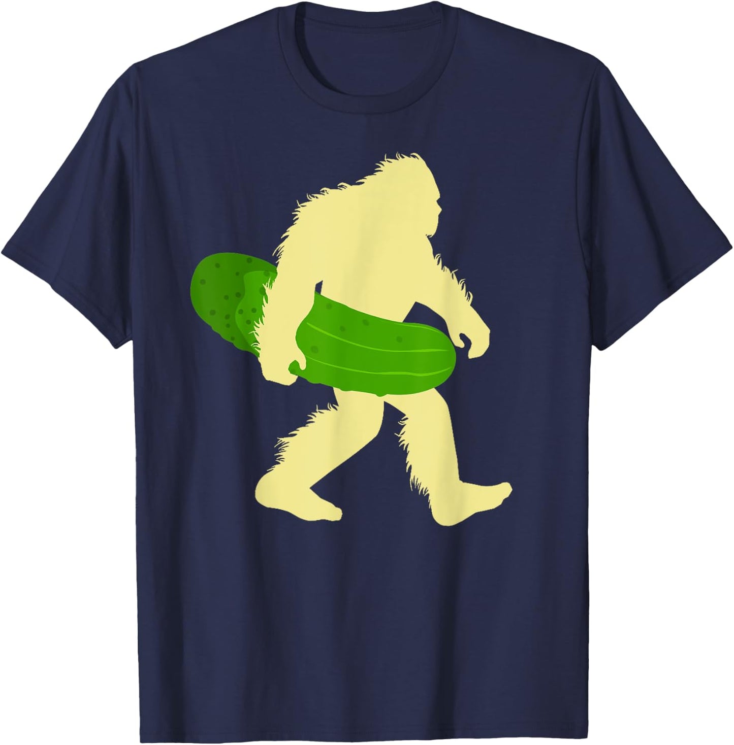 Funny Cucumber Loves Pickle Bigfoot Sasquatch Pickles Lover T-Shirt - T-Shirt | Navy