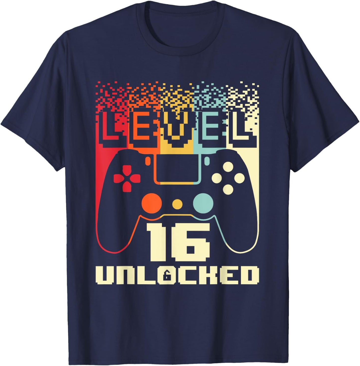 16th Birthday For Boys Level 16 Unlocked Gamer 16 Year Old T-Shirt - T-Shirt | Navy