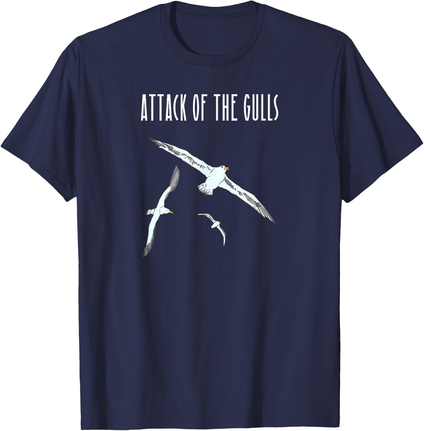 Funny Seagull Attack of the Gulls Meme T-Shirt - T-Shirt | Navy