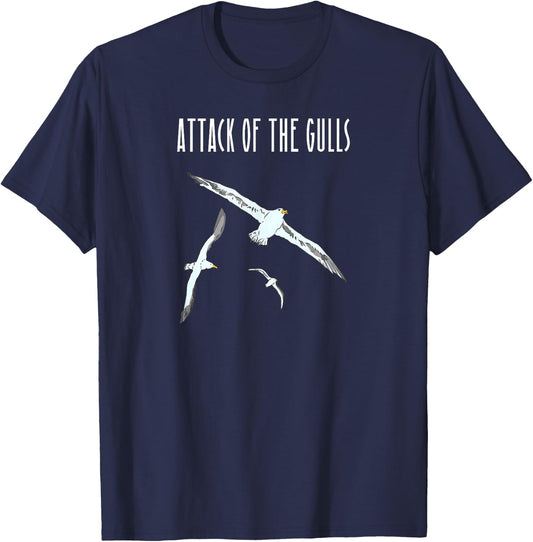 Funny Seagull Attack of the Gulls Meme T-Shirt - T-Shirt | Navy