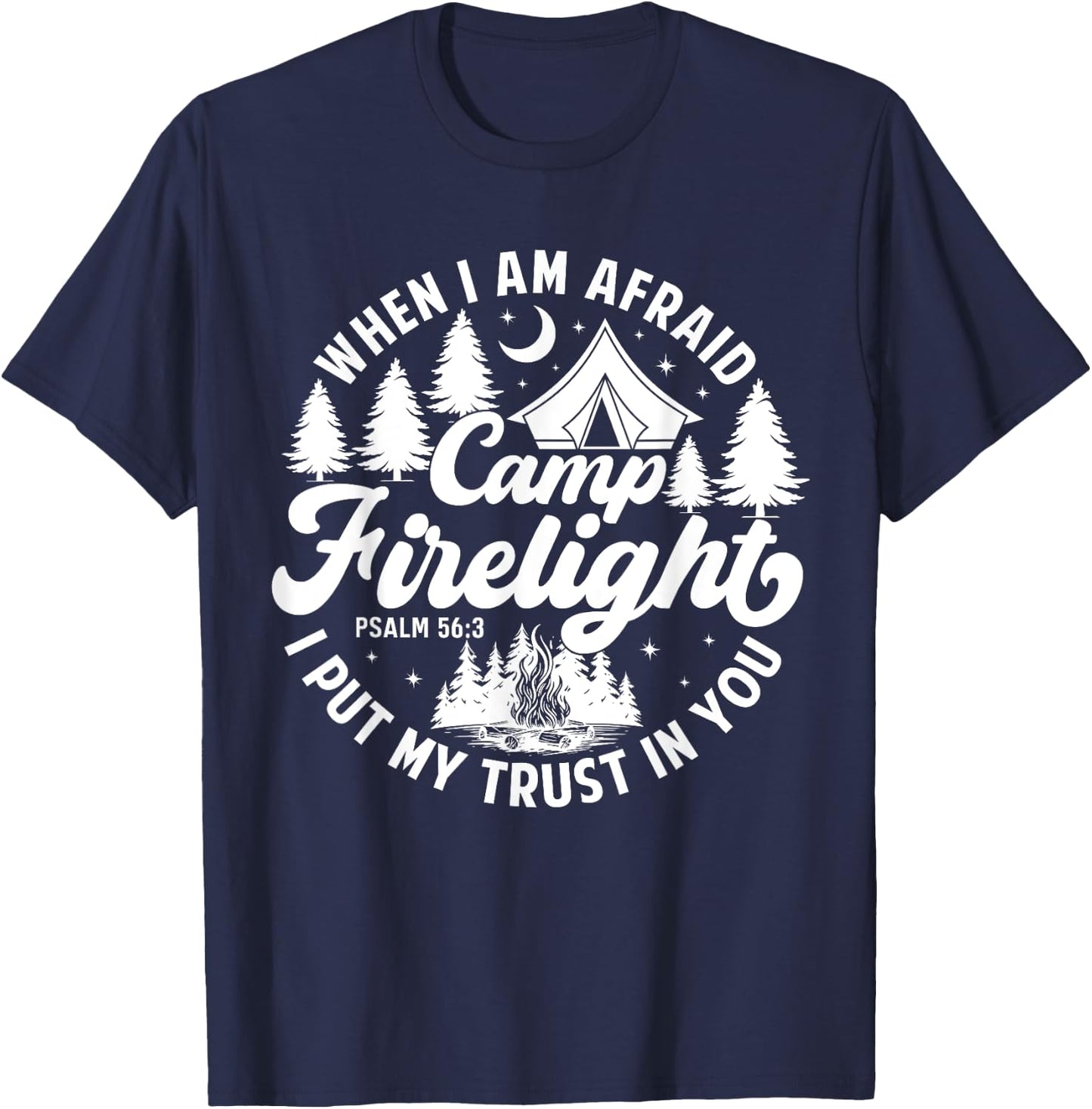Camp Firelight Vacation Bible School Christian Summer Camp T-Shirt - T-Shirt | Navy