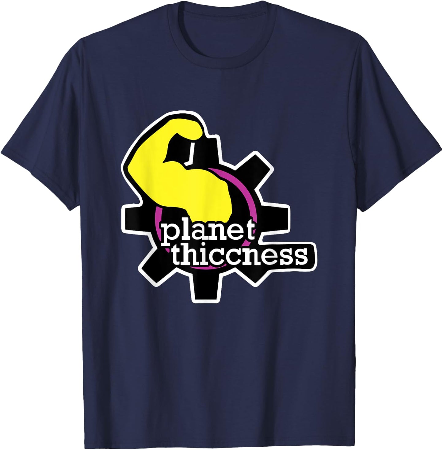Planet Thiccness Funny Gym Thickness T-Shirt - T-Shirt | Navy