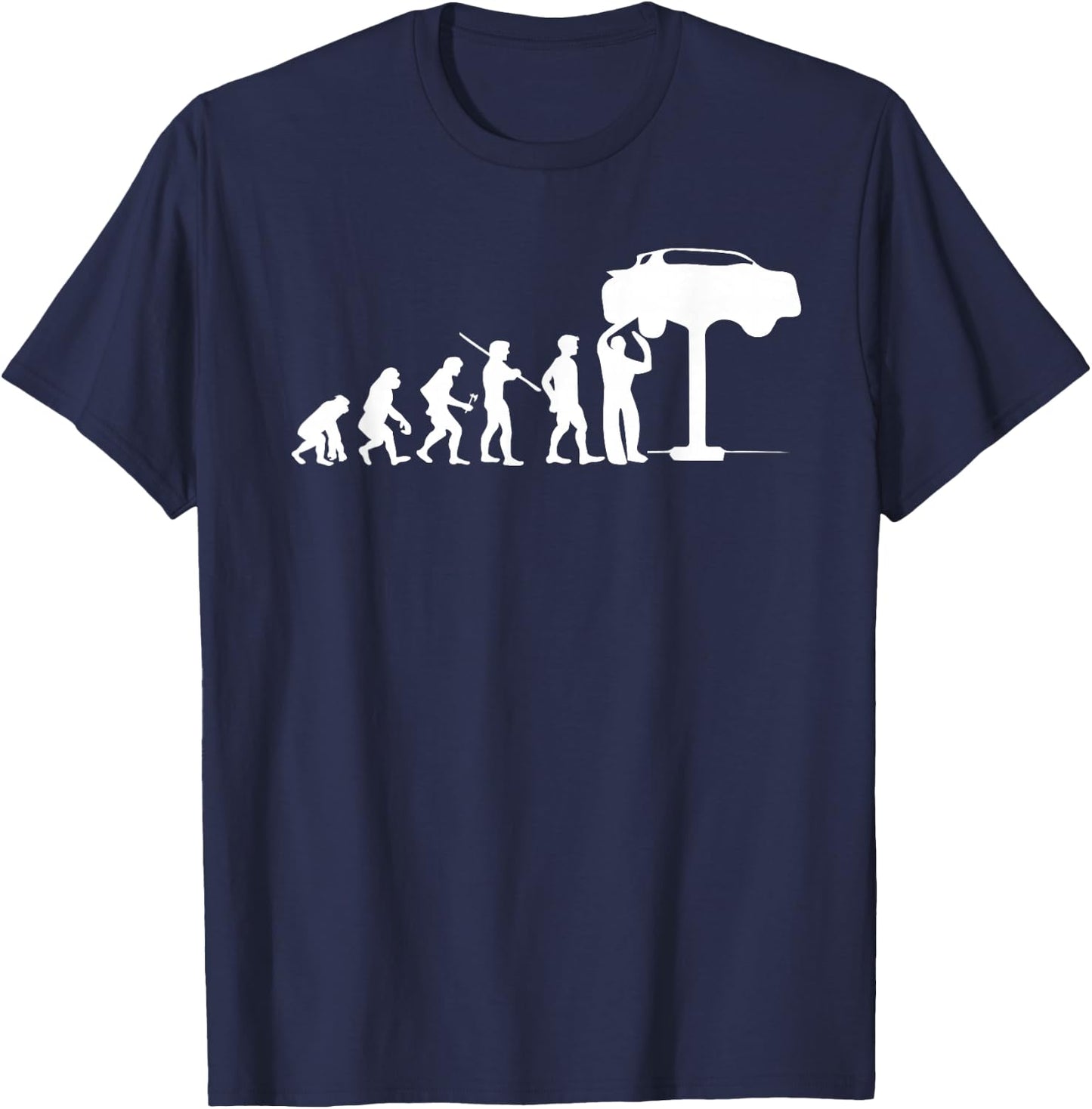 Evolution Mechanic Funny Automotive Technician Gift T-Shirt - T-Shirt | Navy