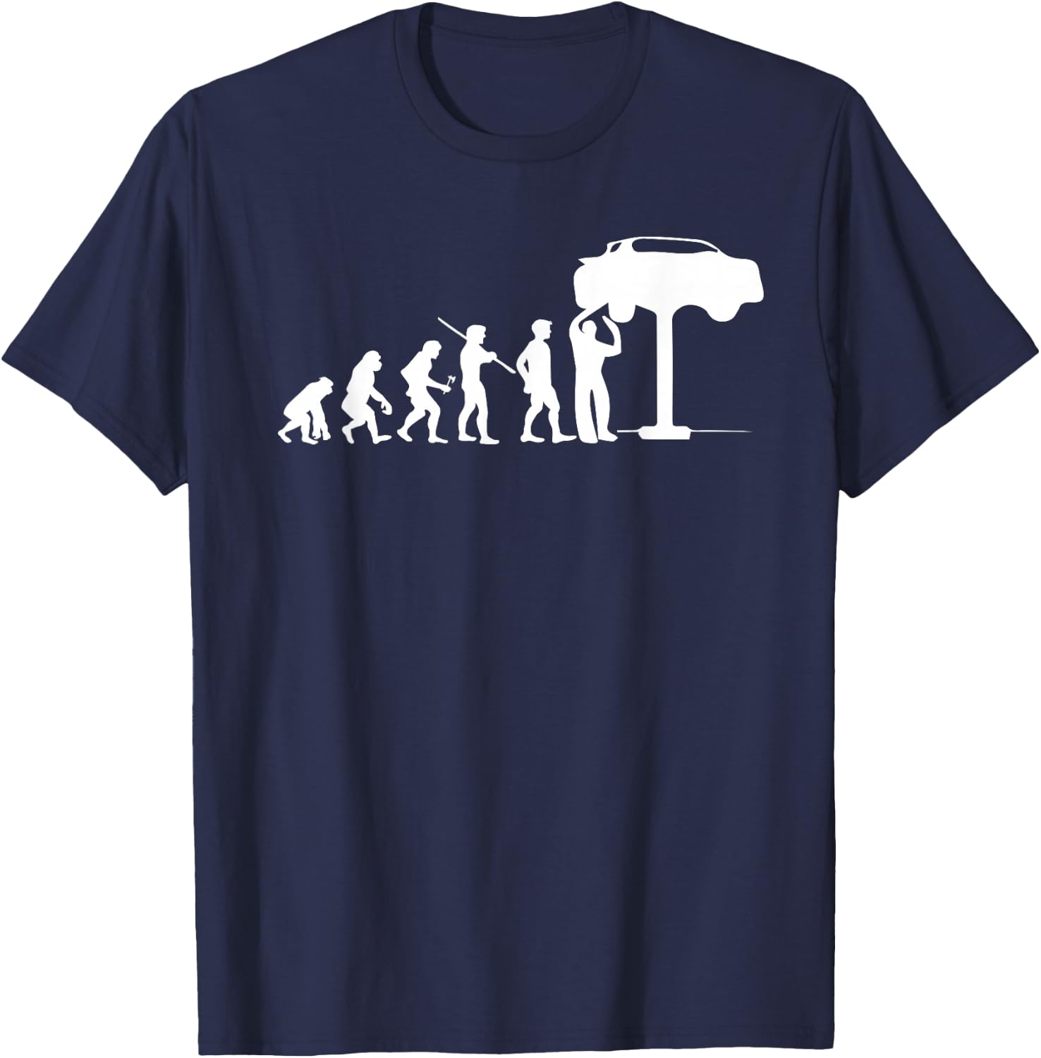 Evolution Mechanic Funny Automotive Technician Gift T-Shirt - T-Shirt | Navy