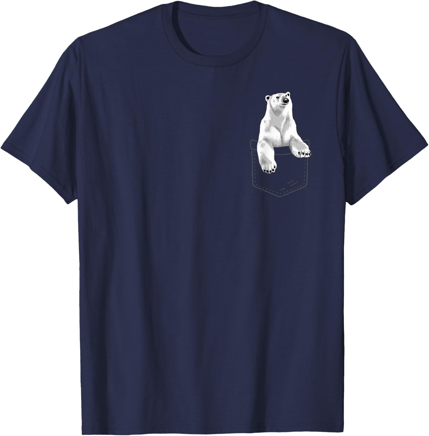 Cute Polar Bear Women Arctic Bears Pocket Animal T-Shirt - T-Shirt | Navy