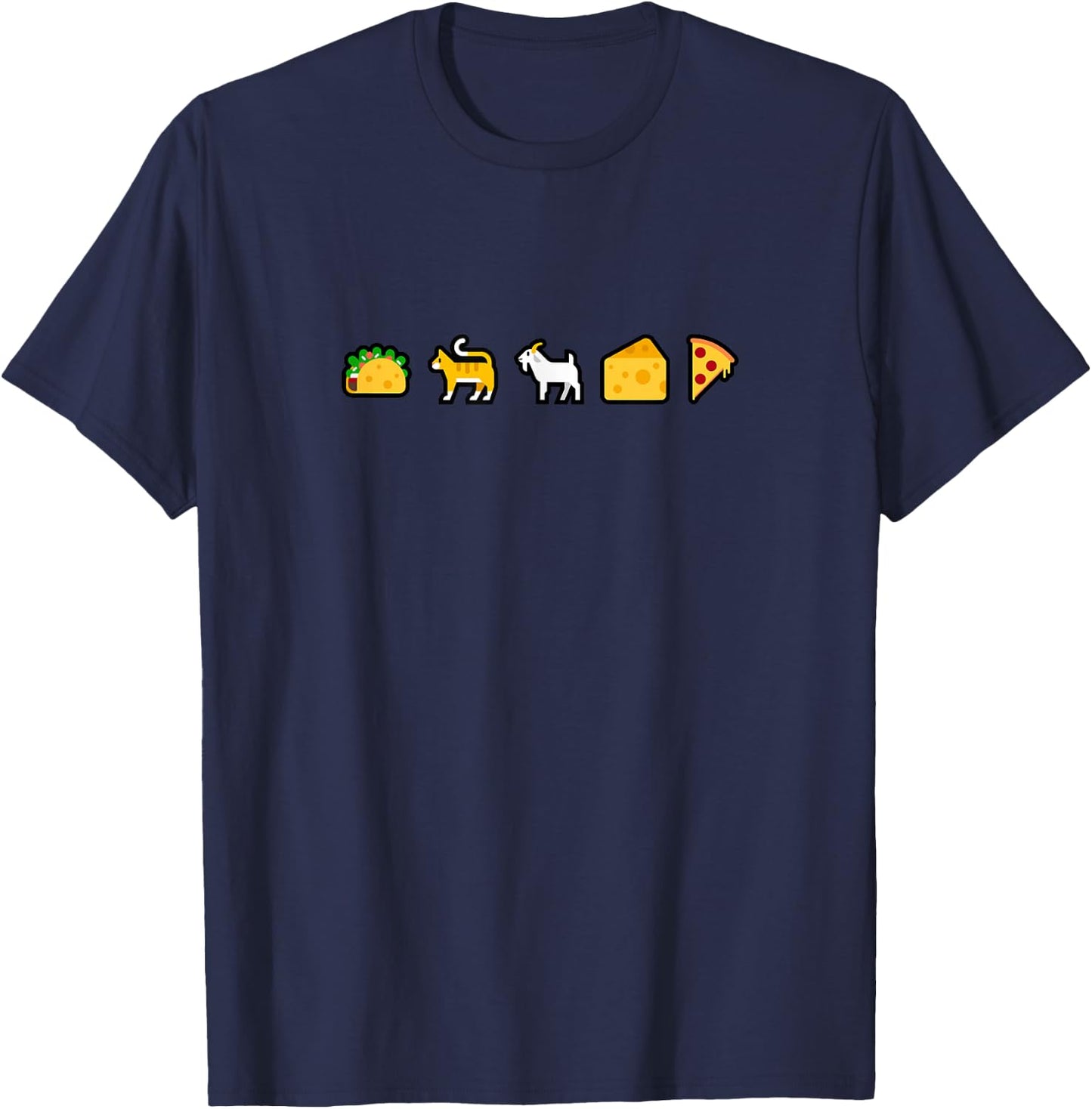 Taco Cat Goat Cheese Pizza Smilie Icon T-Shirt - T-Shirt | Navy