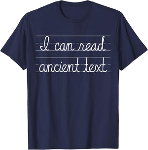 I can read ancient text , Small, Black T-Shirt - T-Shirt | Navy