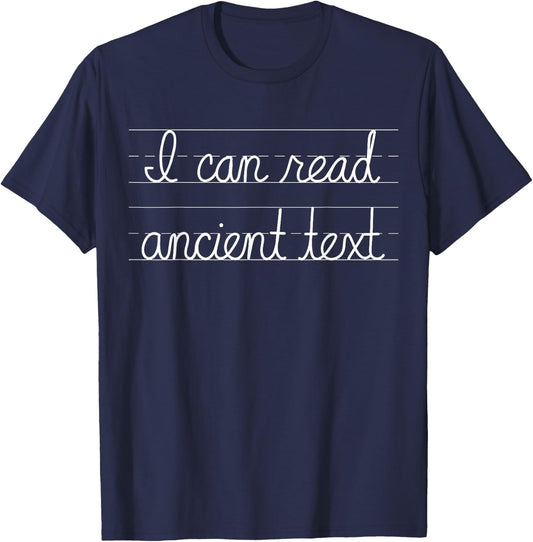 I can read ancient text , Small, Black T-Shirt - T-Shirt | Navy