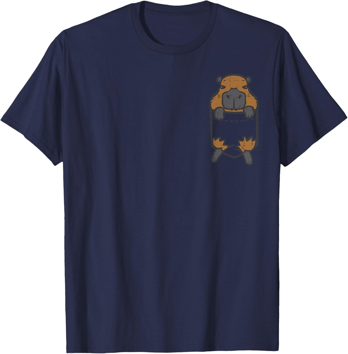 Capybara Feet Pocket Cute Capy Rodent Women Girls Kids Men T-Shirt - T-Shirt | Navy