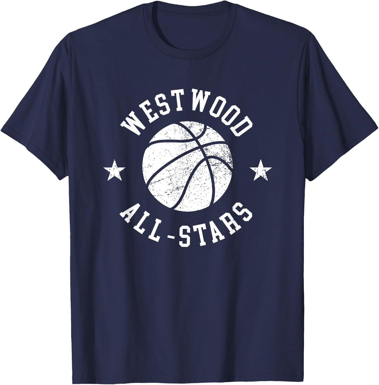 Westwood Vintage All-Stars Retro 80s Basketball T-Shirt - T-Shirt | Navy