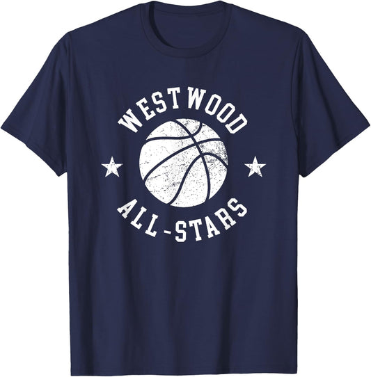 Westwood Vintage All-Stars Retro 80s Basketball T-Shirt - T-Shirt | Navy
