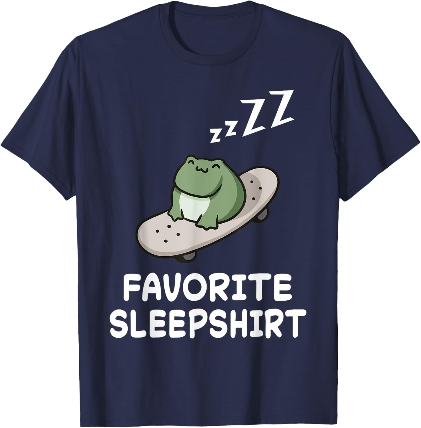 Frog Skateboard Frogs Nap Sleeping Sleep Pajama Nightgown T-Shirt - T-Shirt | Navy