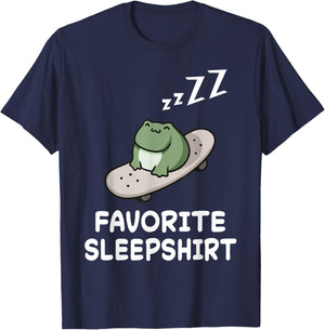 Frog Skateboard Frogs Nap Sleeping Sleep Pajama Nightgown T-Shirt - T-Shirt | Navy