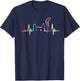 Heartbeat Cat Lover Animal Silhouette Cute Cat Women Girls Kids T-Shirt - T-Shirt | Navy