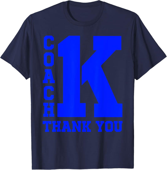1K Coach K Bold Wins Thank You T-Shirt - T-Shirt | Navy