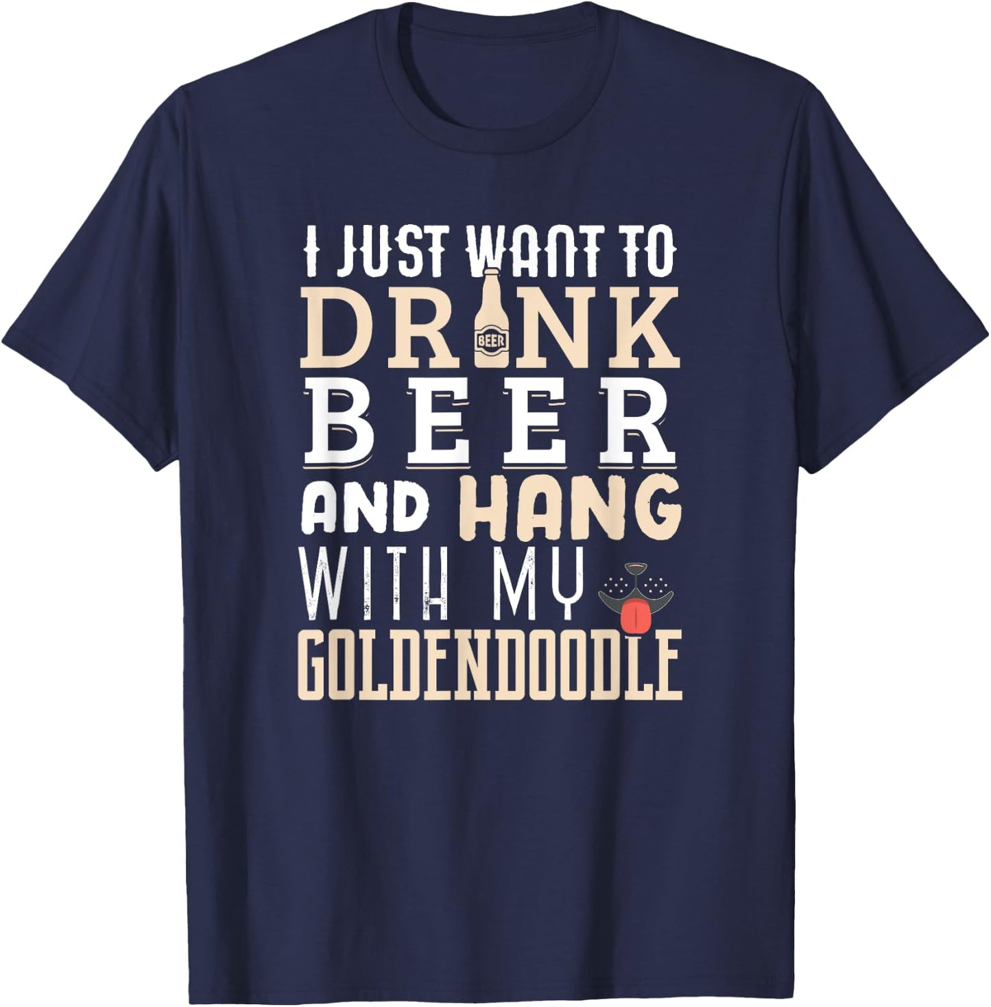 Goldendoodle Dad Shirt Funny Father's Day Doodle Dog Beer Women T-Shirt - T-Shirt | Navy