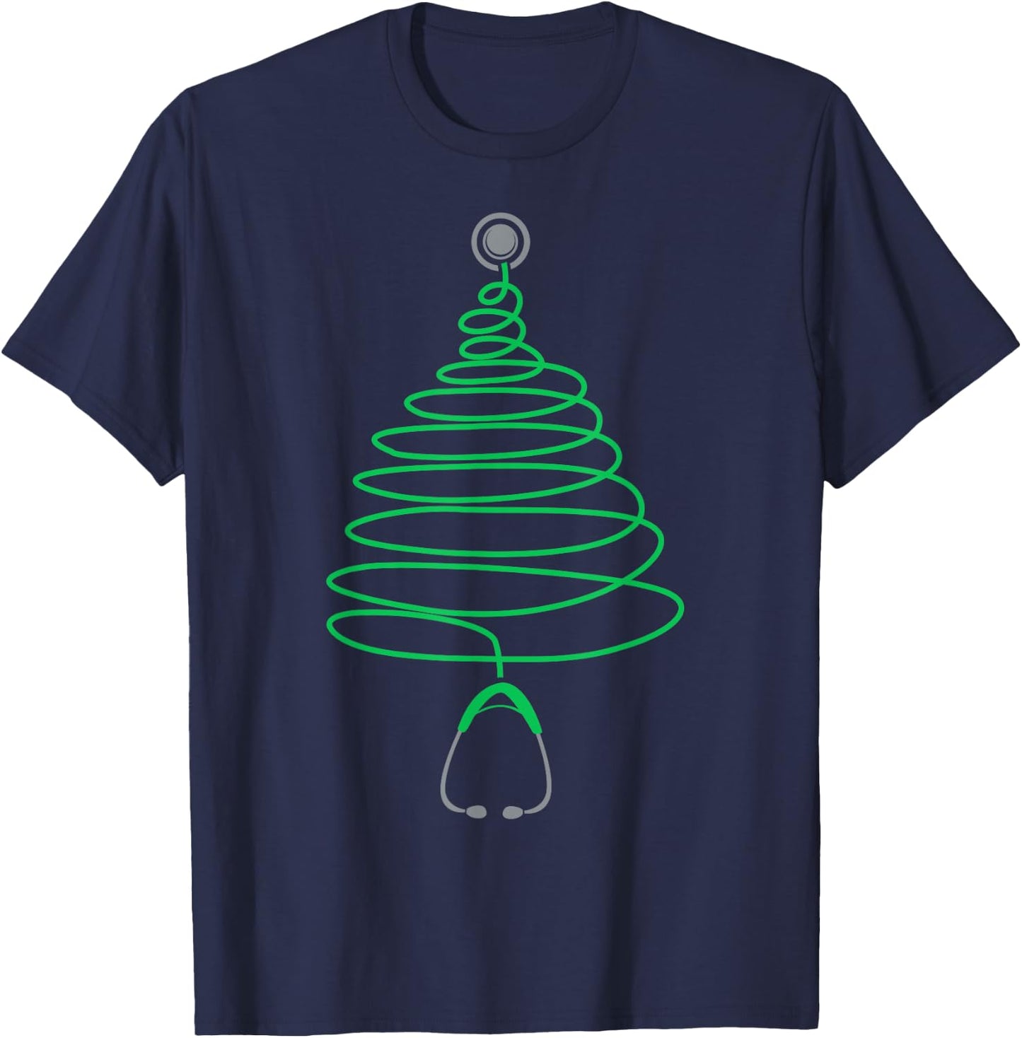 Christmas Tree Stethoscope Nurse Doctor Xmas RN Nursing T-Shirt - T-Shirt | Navy