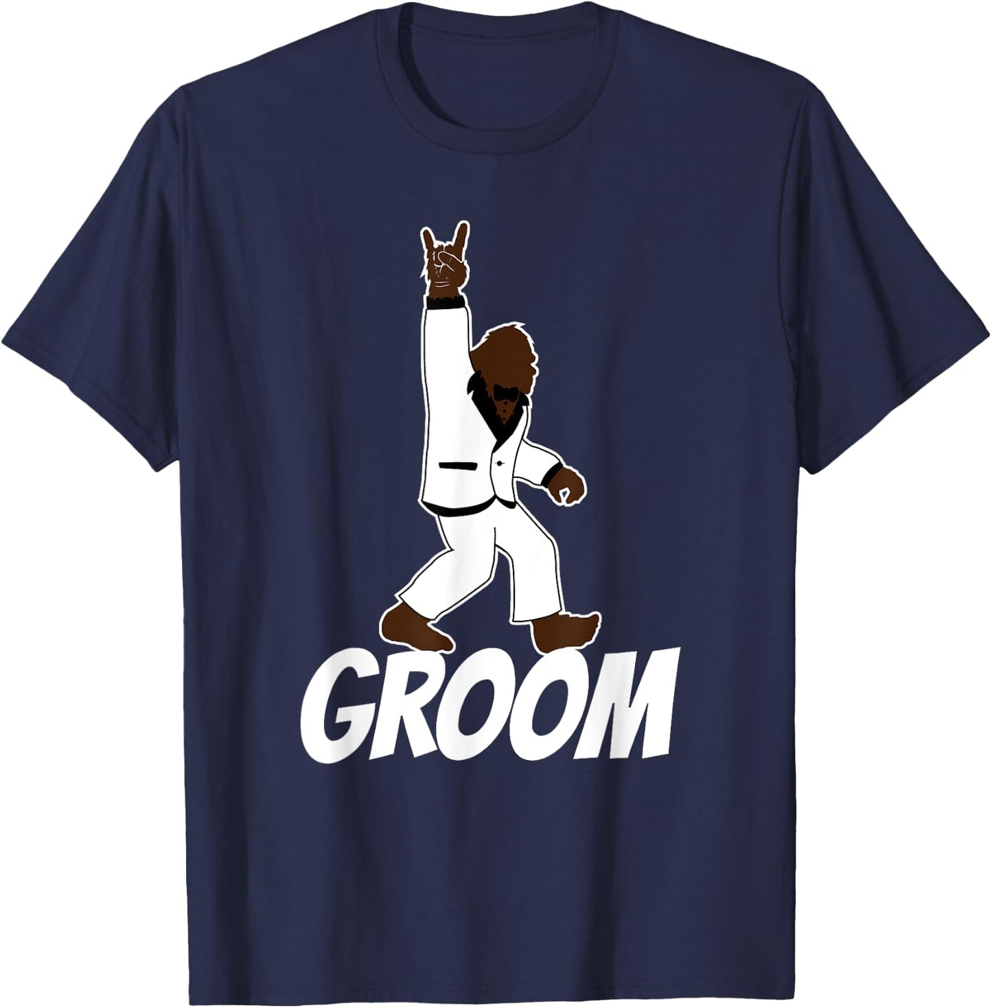 Bigfoot Rock and Roll Wedding Party Gift Groom T-Shirt - T-Shirt | Navy
