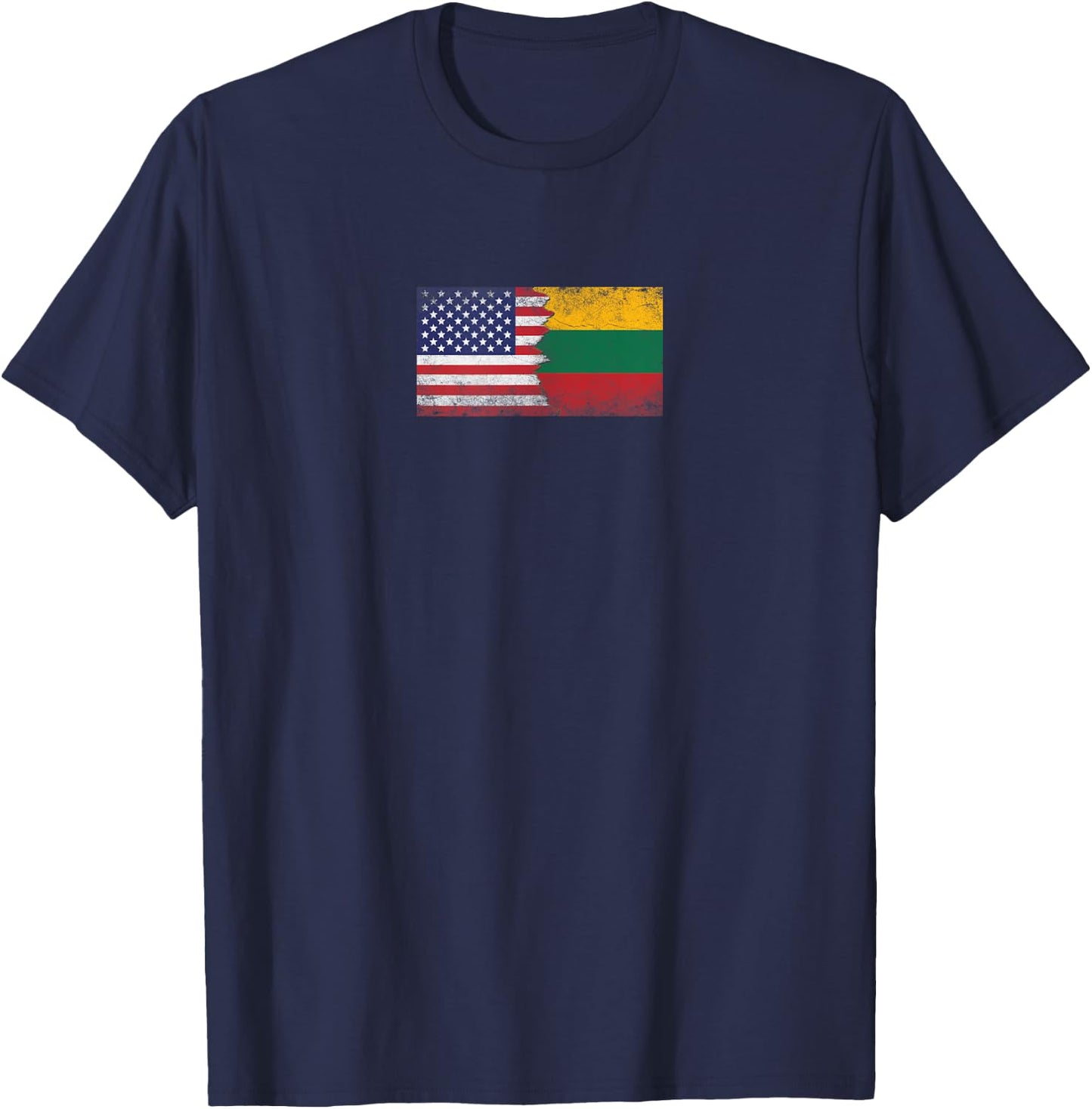 USA Lithuania Flags - United States of America, Lithuanian T-Shirt - T-Shirt | Navy