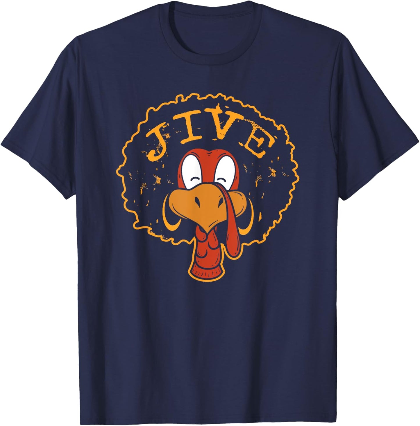 Jive Thanksgiving Turkey Funny 70s Retro Afro Turkey T-Shirt - T-Shirt | Navy