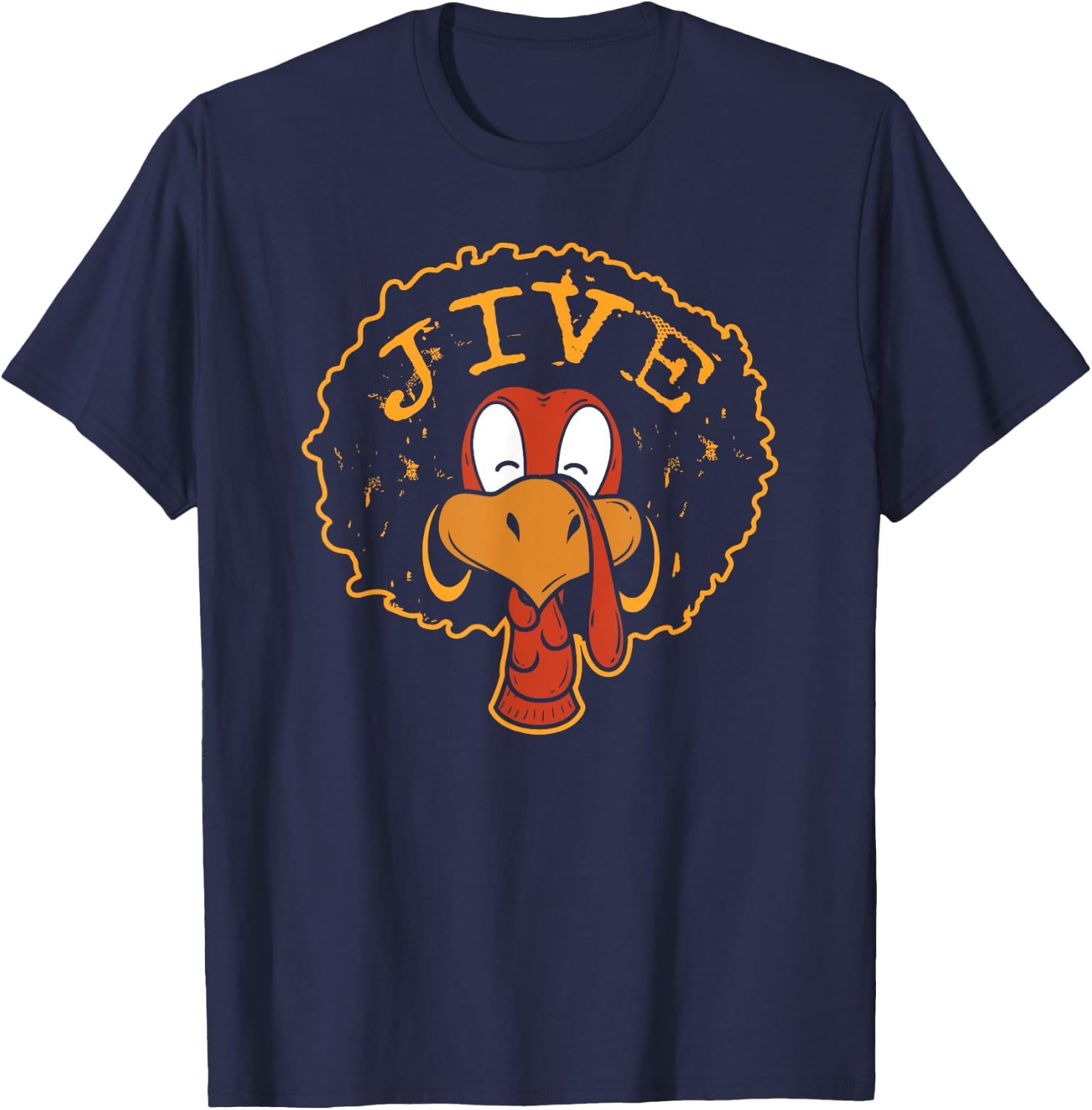 Jive Thanksgiving Turkey Funny 70s Retro Afro Turkey T-Shirt - T-Shirt | Navy