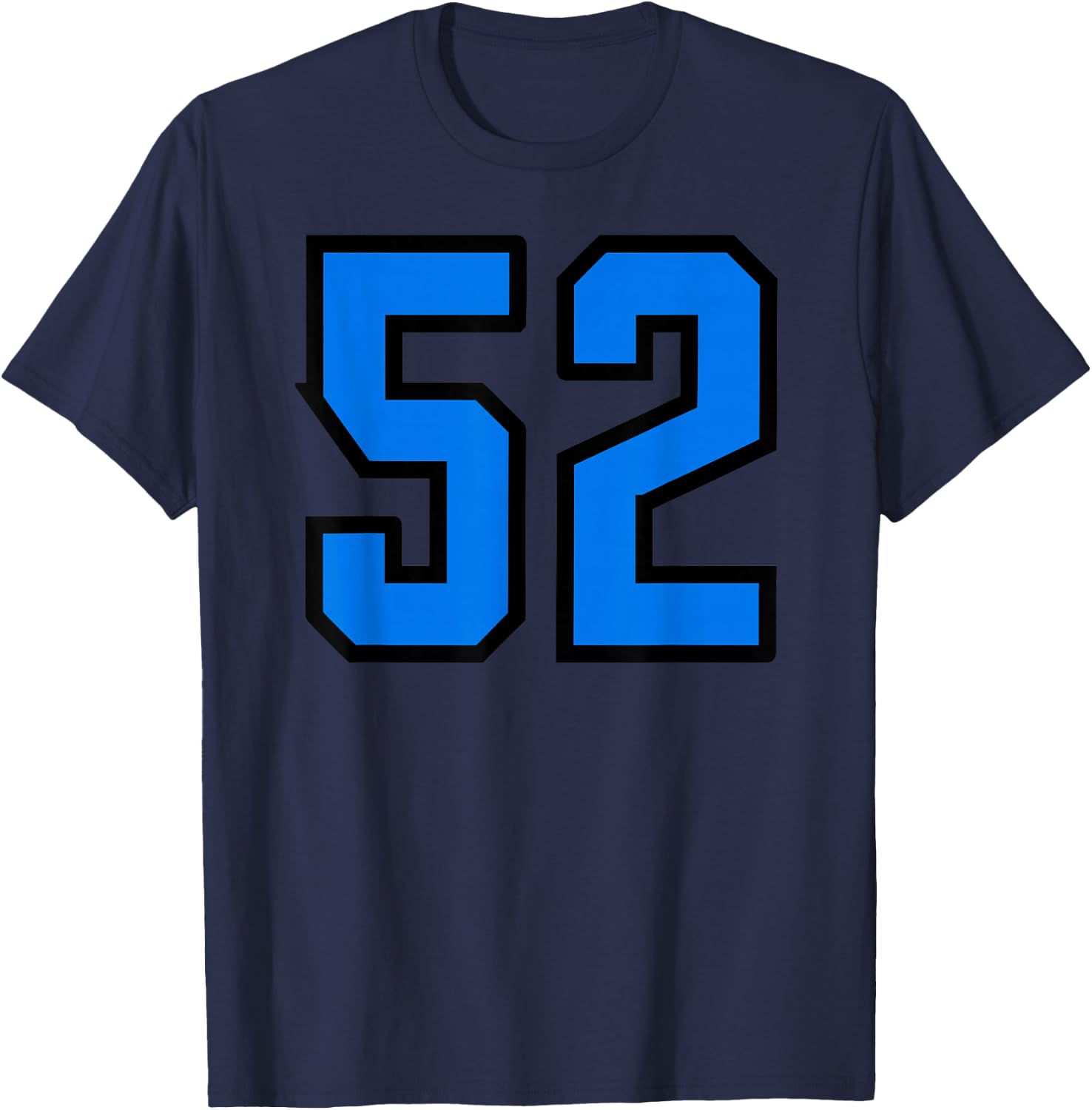 Blue Black Sports Team Number 52 T-Shirt - T-Shirt | Navy
