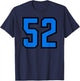 Blue Black Sports Team Number 52 T-Shirt - T-Shirt | Navy