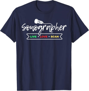 Retro Sonographer Ultrasound Sonography Technician T-Shirt - T-Shirt | Navy