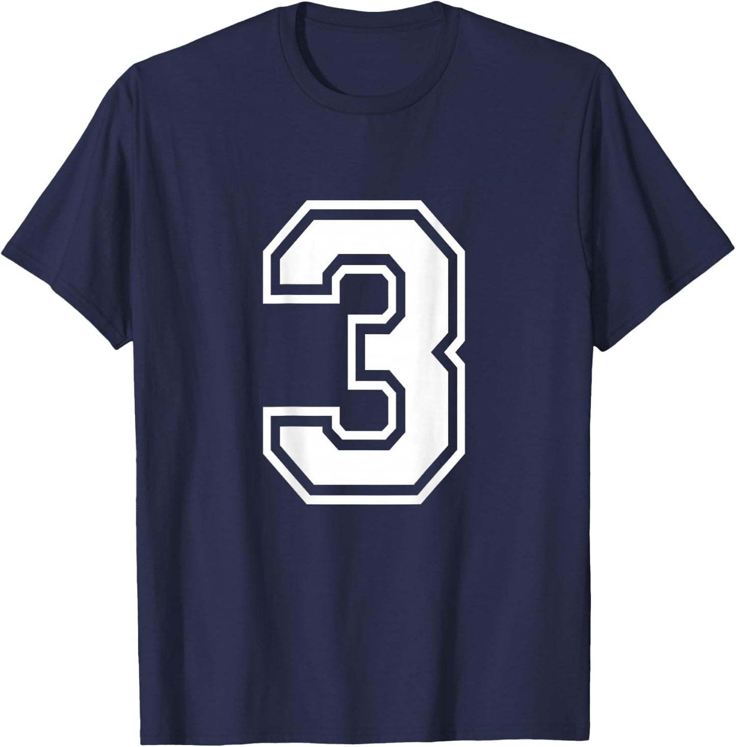 Number 3 Shirt Player Number on Back of Shirt T-Shirt - T-Shirt | Navy