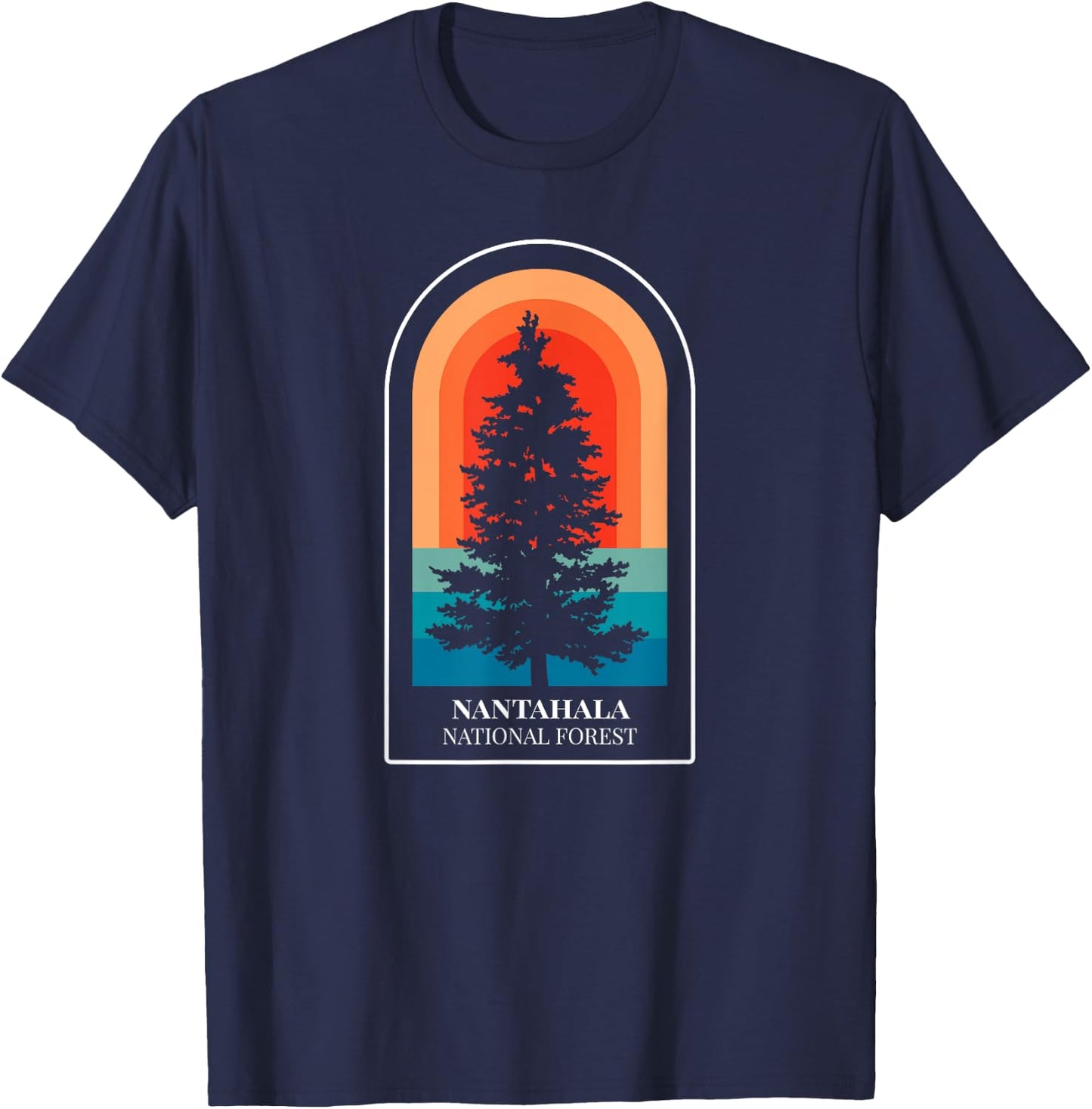 Retro Nantahala National Forest North Carolina Hiking T-Shirt - T-Shirt | Navy