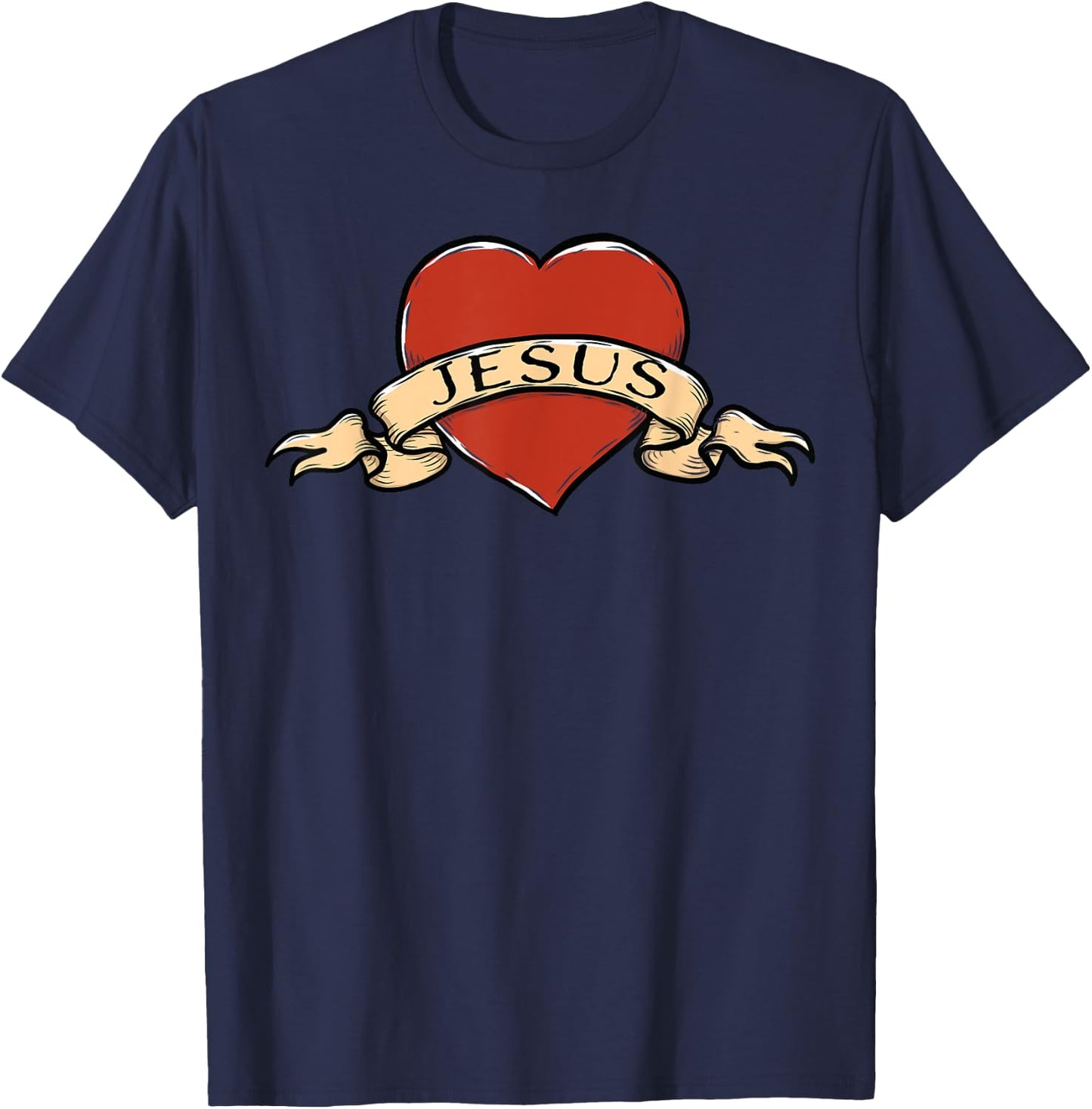 Jesus Heart Tattoo for Christians Who Love Jesus T-Shirt - T-Shirt | Navy